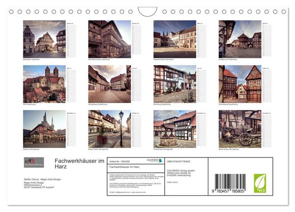 Produktbild: Fachwerkh&auml;user im Harz (Wandkalender 2026 DIN A4 quer), CALVENDO Monatskalender
