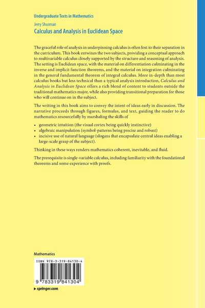 Produktbild: Calculus and Analysis in Euclidean Space