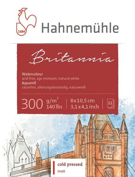 Produktbild: Hahnem&uuml;hle Miniblock Britannia, 300g/m&sup2;, matt, 8 x 10,5 cm/12 Blatt