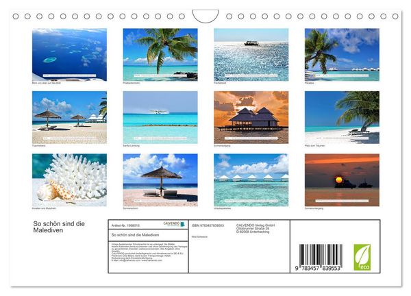 Produktbild: So sch&ouml;n sind die Malediven (Wandkalender 2026 DIN A4 quer), CALVENDO Monatskalender