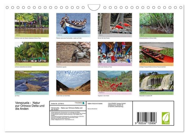 Produktbild: Venezuela - Natur pur Orinoco Delta und die Anden (Wandkalender 2026 DIN A4 quer), CALVENDO Monatskalender