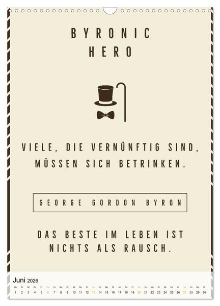 Produktbild: Dichter als Goethe - Der literarische Alkohol-Kalender (Wandkalender 2026 DIN A3 hoch), CALVENDO Monatskalender