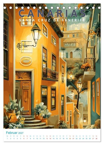 Produktbild: Kanarische Inseln - Old School Poster Style (Tischkalender 2027 DIN A5 hoch), CALVENDO Monatskalender