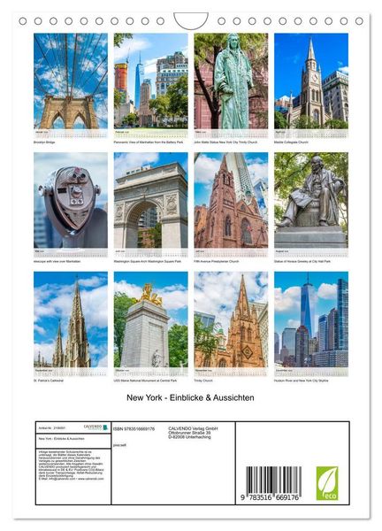Produktbild: New York - Einblicke & Aussichten (Wandkalender 2026 DIN A4 hoch), CALVENDO Monatskalender