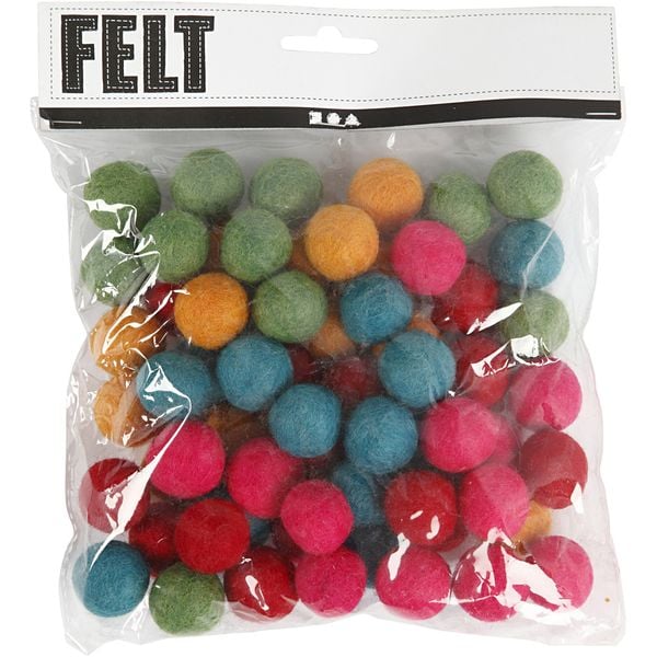 Produktbild: Creativ Company Filzkugeln, D 20 mm, Kr&auml;ftige Farben, 64 Stk