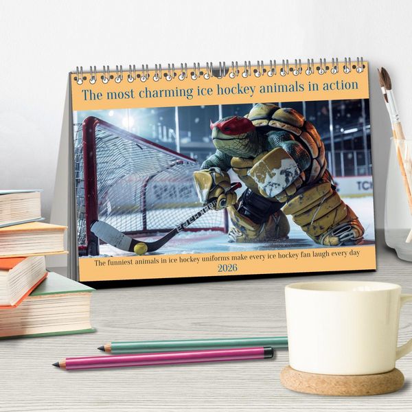 Produktbild: The most charming ice hockey animals in action (Desk Calendar 2026 DIN A5 landscape), CALVENDO 12 Month DeskCalendar