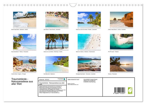 Produktbild: Traumstr&auml;nde - Naturparadiese aus aller Welt (Wandkalender 2026 DIN A3 quer), CALVENDO Monatskalender