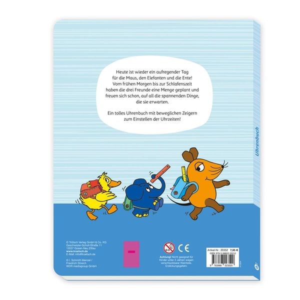 Produktbild: Tr&ouml;tsch Die Maus Uhrenbuch Lern mit! Pappenbuch