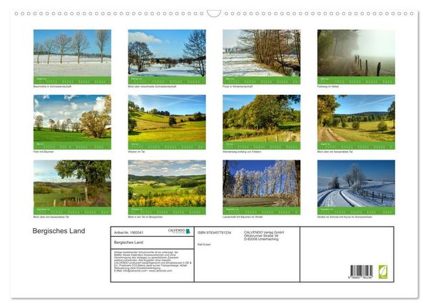 Produktbild: Bergisches Land (Wandkalender 2026 DIN A2 quer), CALVENDO Monatskalender