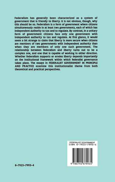 Produktbild: Federalist Government in Principle and Practice