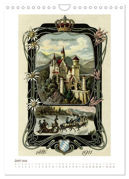 Produktbild: Ludwig II. von Bayern: Historische Illustrationen und Stiche (Wandkalender 2026 DIN A4 hoch), CALVENDO Monatskalender