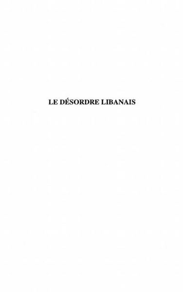 Produktbild: Le Desordre Libanais