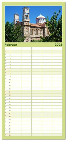 Produktbild: Familienplaner 2026 - Samos - gr&uuml;ne Perle in der &Auml;g&auml;is mit 5 Spalten (Wandkalender, 21 x 45 cm) CALVENDO