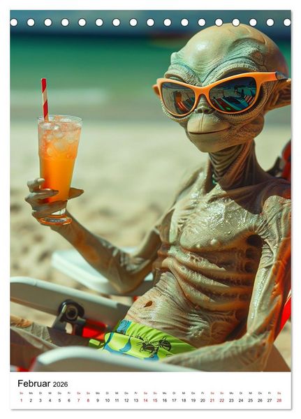 Produktbild: Aliens im Urlaub (Tischkalender 2026 DIN A5 hoch), CALVENDO Monatskalender