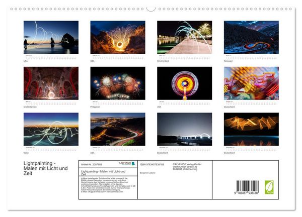 Produktbild: Lightpainting - Malen mit Licht und Zeit (Wandkalender 2026 DIN A2 quer), CALVENDO Monatskalender