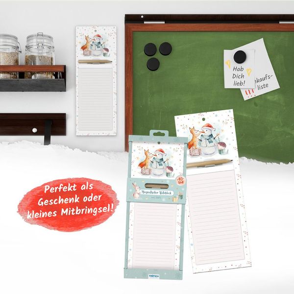 Produktbild: Tr&ouml;tsch Notizblock mit Stift und Magnet Winterwald