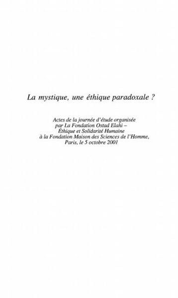 Produktbild: La Mystique, Une Ethique Paradoxale ?