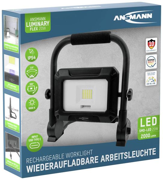 Produktbild: Ansmann Akku-LED-Baustrahler FL20W-R 20 W schwarz