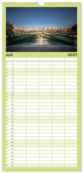 Produktbild: Familienplaner 2027 - Wundervolles London mit 5 Spalten (Wandkalender, 21 x 45 cm) CALVENDO