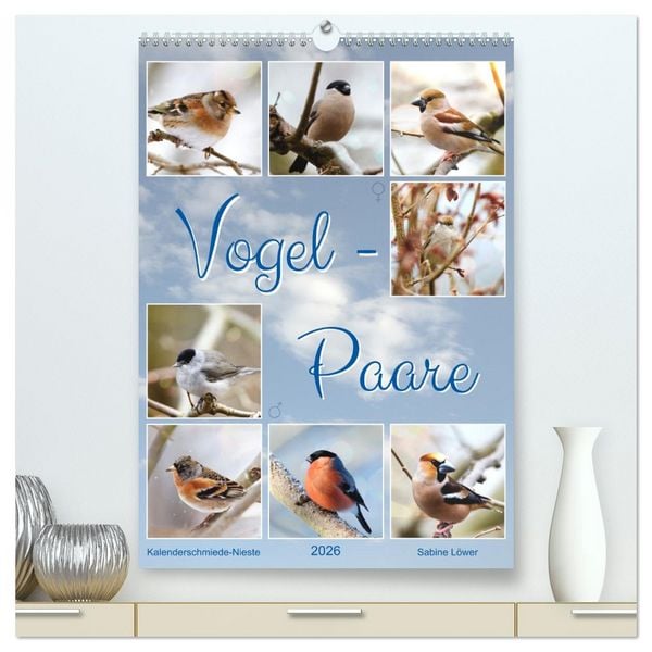 Produktbild: Vogel-Paare (hochwertiger Premium Wandkalender 2026 DIN A2 hoch), Kunstdruck in Hochglanz