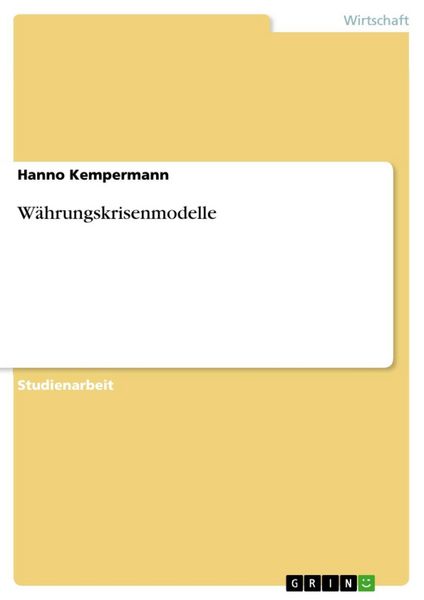 Produktbild: W&auml;hrungskrisenmodelle