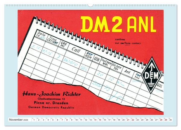 Produktbild: Amateurfunk in der DDR - Historische QSL-Karten (Wandkalender 2026 DIN A2 quer), CALVENDO Monatskalender