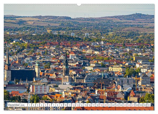 Produktbild: Halle an der Saale von oben (Wandkalender 2026 DIN A2 quer), CALVENDO Monatskalender