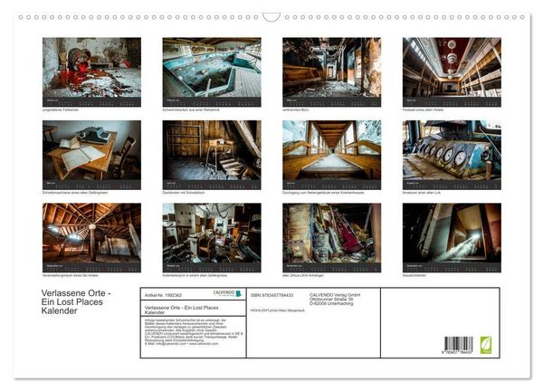 Produktbild: Verlassene Orte - Ein Lost Places Kalender (Wandkalender 2026 DIN A2 quer), CALVENDO Monatskalender