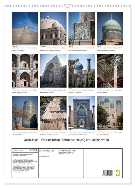 Produktbild: Usbekistan - Faszinierende Architektur entlang der Seidenstra&szlig;e (Wandkalender 2026 DIN A2 hoch), CALVENDO Monatskalender