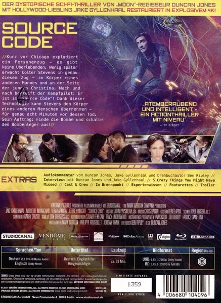 Produktbild: Source Code - Mediabook (4K Ultra HD+Blu-ray)