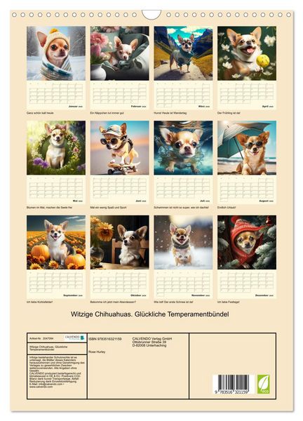 Produktbild: Witzige Chihuahuas. Gl&uuml;ckliche Temperamentb&uuml;ndel (Wandkalender 2026 DIN A3 hoch), CALVENDO Monatskalender