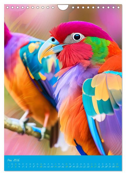 Produktbild: Exotische V&ouml;gel. Zauberhafte Vogelvielfalt mit KI (Wandkalender 2026 DIN A4 hoch), CALVENDO Monatskalender