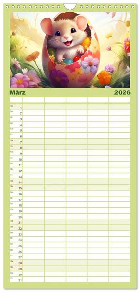 Produktbild: Familienplaner 2026 - Mausiges Spektakel. Zauberhafter Maus-Alltag mit 5 Spalten (Wandkalender, 21 x 45 cm) CALVENDO