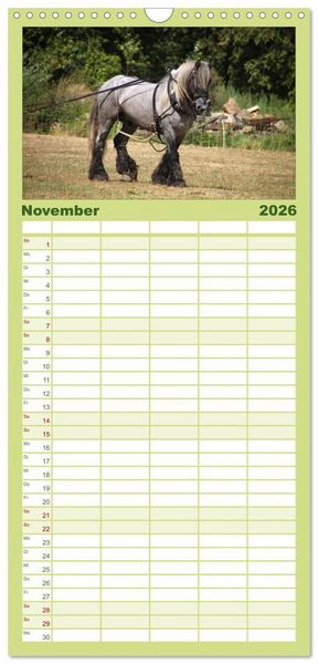 Produktbild: Familienplaner 2026 - Starke Pferde bei der Arbeit mit 5 Spalten (Wandkalender, 21 x 45 cm) CALVENDO