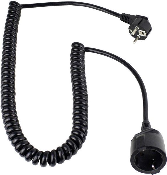 Produktbild: AS Schwabe 70410 Strom Verl&auml;ngerungskabel 16A Schwarz 2.50m H05VV-F 3G 1,5mm&sup2; Spiralkabel