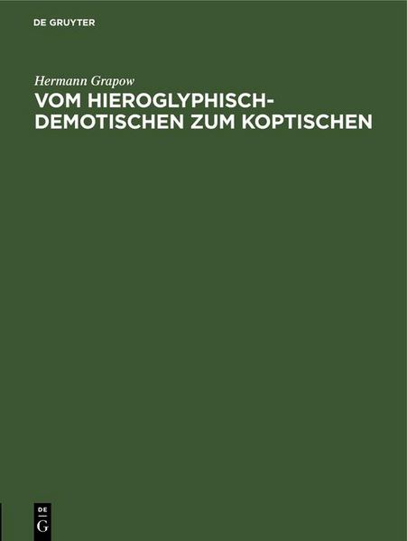 Produktbild: Vom Hieroglyphisch-Demotischen zum Koptischen