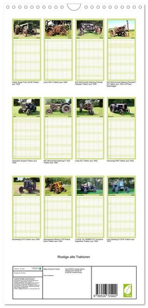 Produktbild: Familienplaner 2026 - Rostige alte Traktoren mit 5 Spalten (Wandkalender, 21 x 45 cm) CALVENDO