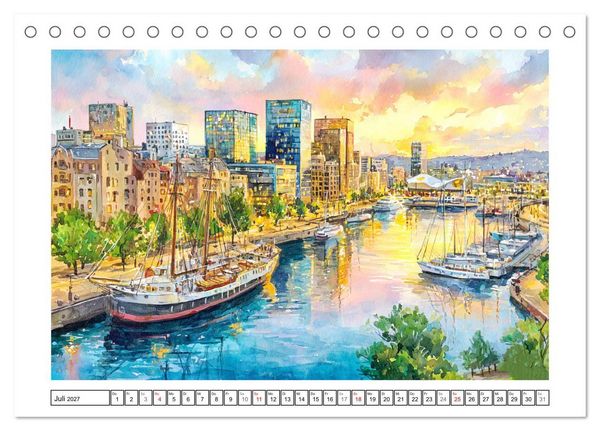 Produktbild: Norwegen. K&uuml;nstlerische Aquarelle aus dem hohen Norden (Tischkalender 2027 DIN A5 quer), CALVENDO Monatskalender
