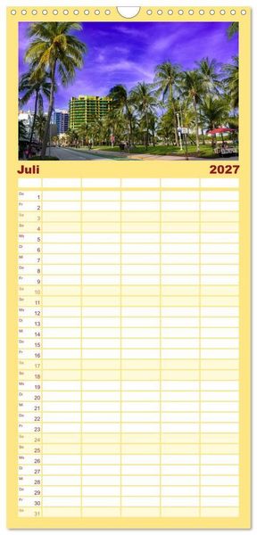 Produktbild: Familienplaner 2027 - Kunterbuntes Miami mit 5 Spalten (Wandkalender, 21 x 45 cm) CALVENDO