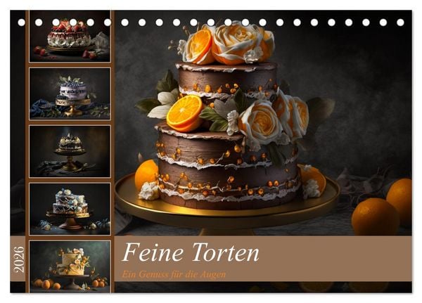 Feine Torten (Tischkalender 2026 DIN A5 quer), CALVENDO Monatskalender