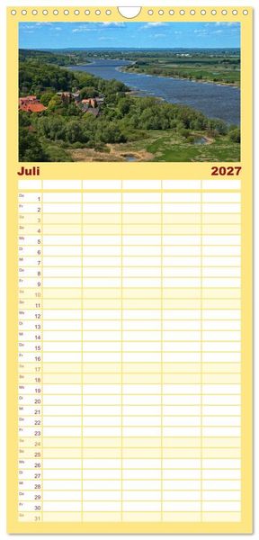 Produktbild: Familienplaner 2027 - Flusslandschaft Elbe mit 5 Spalten (Wandkalender, 21 x 45 cm) CALVENDO