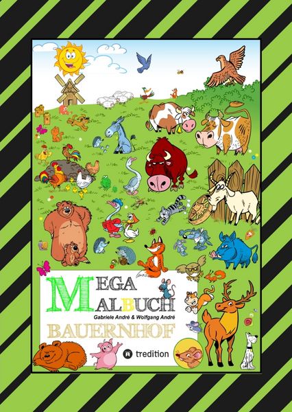 Produktbild: MEGA MALBUCH - LUSTIGE MOTIVE - K&Uuml;HE - RINDER - SCHWEINE - H&Uuml;HNER - HASEN - ENTEN - BAUERN - TRAKTOREN - V&Ouml;GEL - INSEKTEN - GEM&Uuml;SE - PFLANZEN