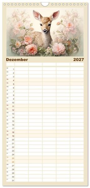 Produktbild: Familienplaner 2027 - Tierisch s&uuml;&szlig;! mit 5 Spalten (Wandkalender, 21 x 45 cm) CALVENDO