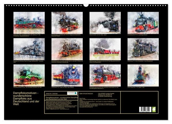Produktbild: Dampflokomotiven - wundersch&ouml;ne Dampfloks aus Deutschland und der Welt (Wandkalender 2026 DIN A2 quer), CALVENDO Monatskalender