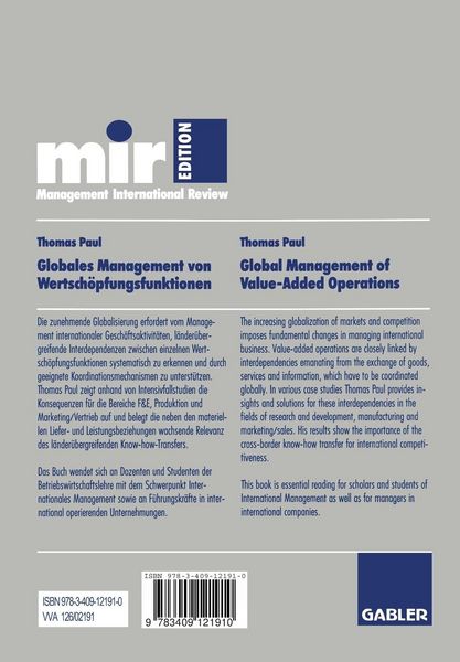 Produktbild: Globales Management von Wertsch&ouml;pfungsfunktionen