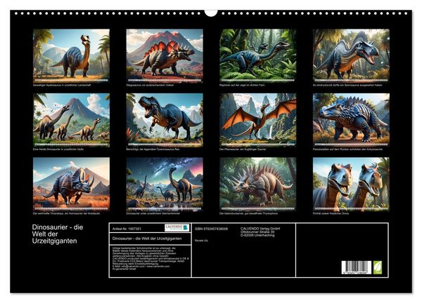 Produktbild: Dinosaurier - die Welt der Urzeitgiganten (Wandkalender 2026 DIN A2 quer), CALVENDO Monatskalender