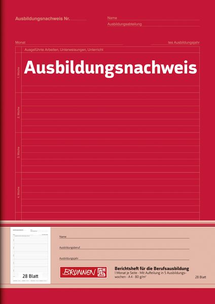 Produktbild: Brunnen Heft A4 Ausbildungsnachweis 1W/1S