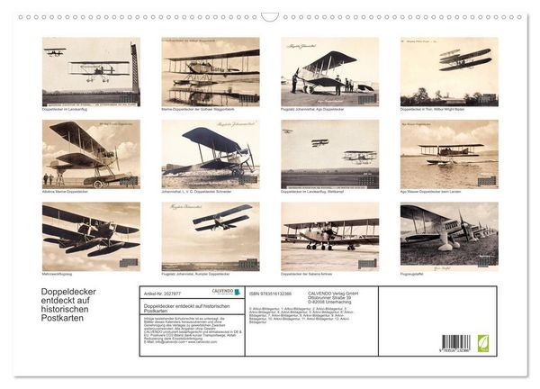 Produktbild: Doppeldecker entdeckt auf historischen Postkarten (Wandkalender 2026 DIN A2 quer), CALVENDO Monatskalender