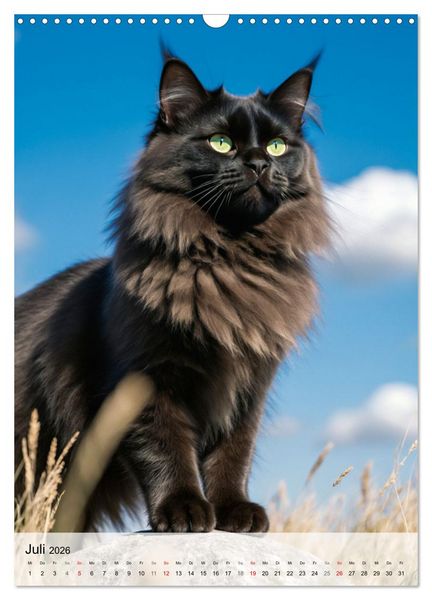 Produktbild: Maine Coon Kalender - Majest&auml;tische Katzen in der Natur (Wandkalender 2026 DIN A3 hoch), CALVENDO Monatskalender