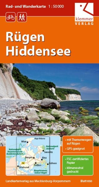 Produktbild: Rad- und Wanderkarte R&uuml;gen - Hiddensee